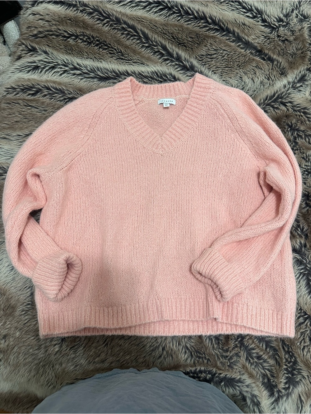 Topshop Blush Pink V-Neck Knit Sweater